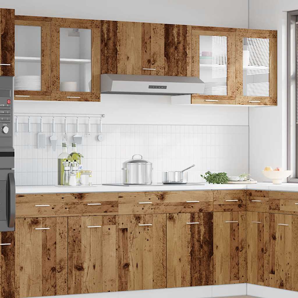 Küchen-Wandschrank Lyon mit Glastüren Altholz-Optik 60x31x60 cm