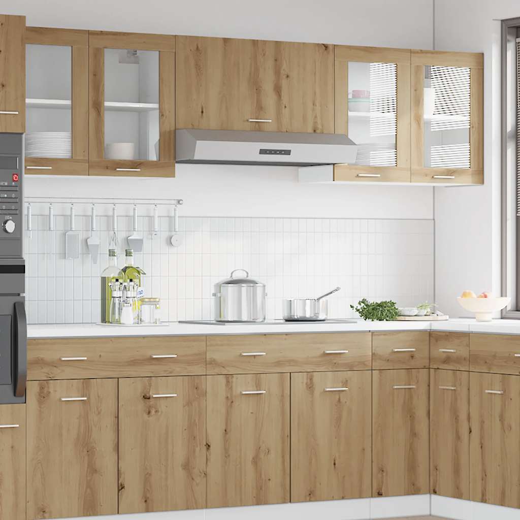 Küchen-Wandschrank Lyon mit Glastüren Artisan-Eiche 60x31x60 cm