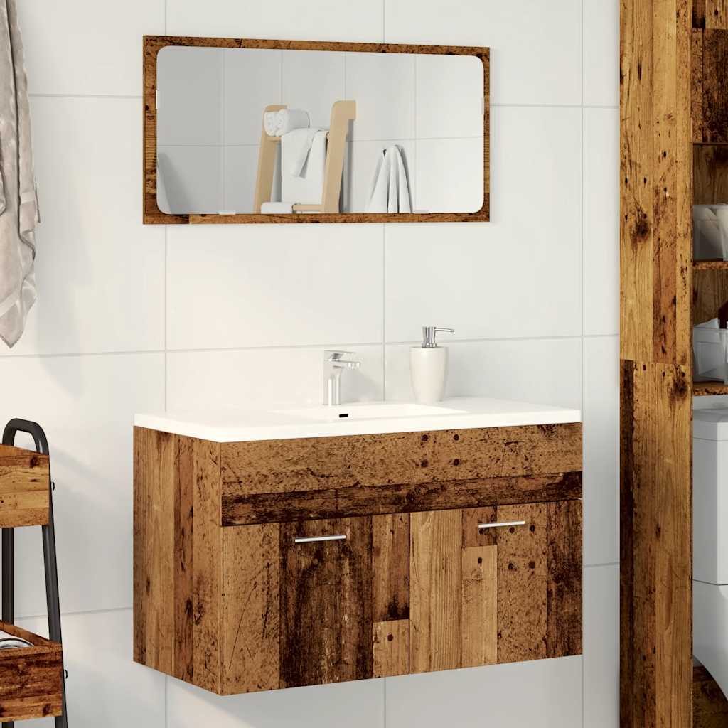 Meuble lavabo aspect vieux bois 80x38,5x46 cm