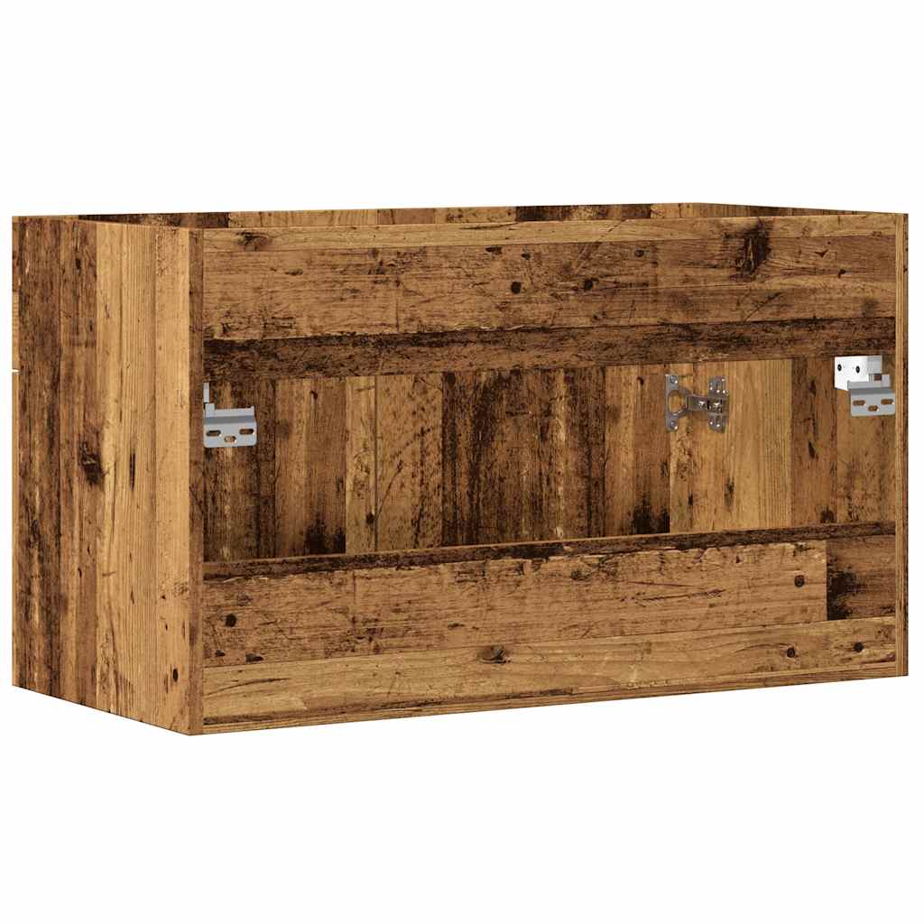 Meuble lavabo aspect vieux bois 80x38,5x46 cm