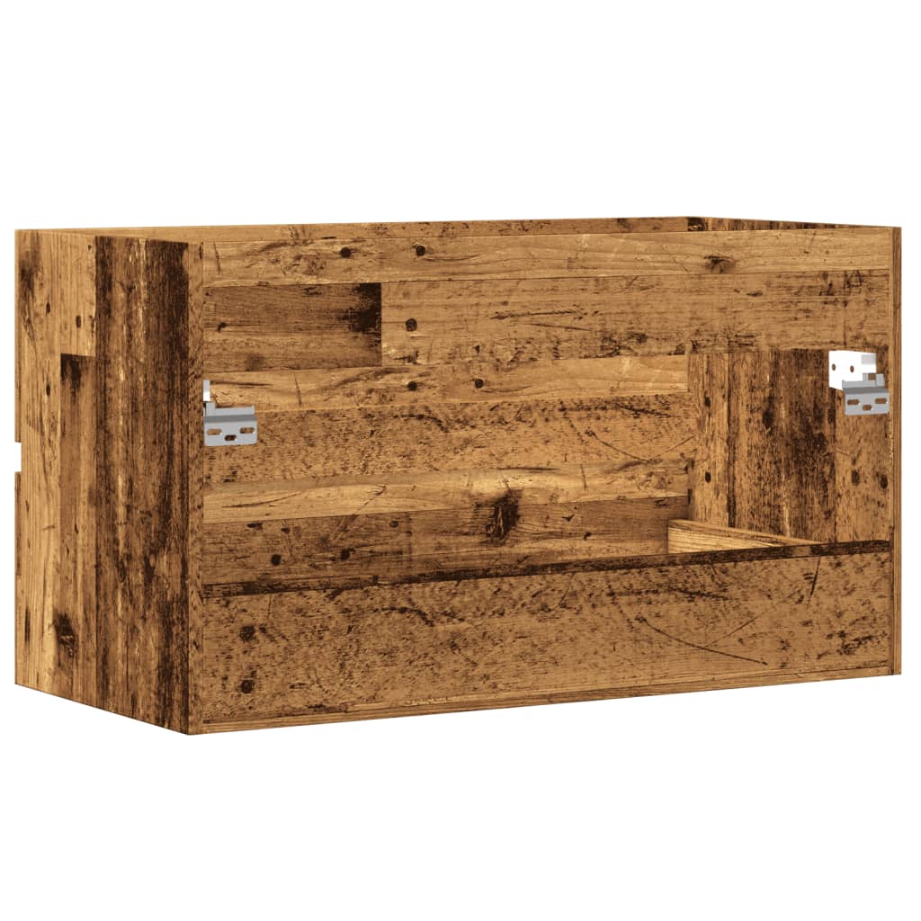 Meuble sous évier aspect bois de récupération 90x38,5x45 en matériau bois