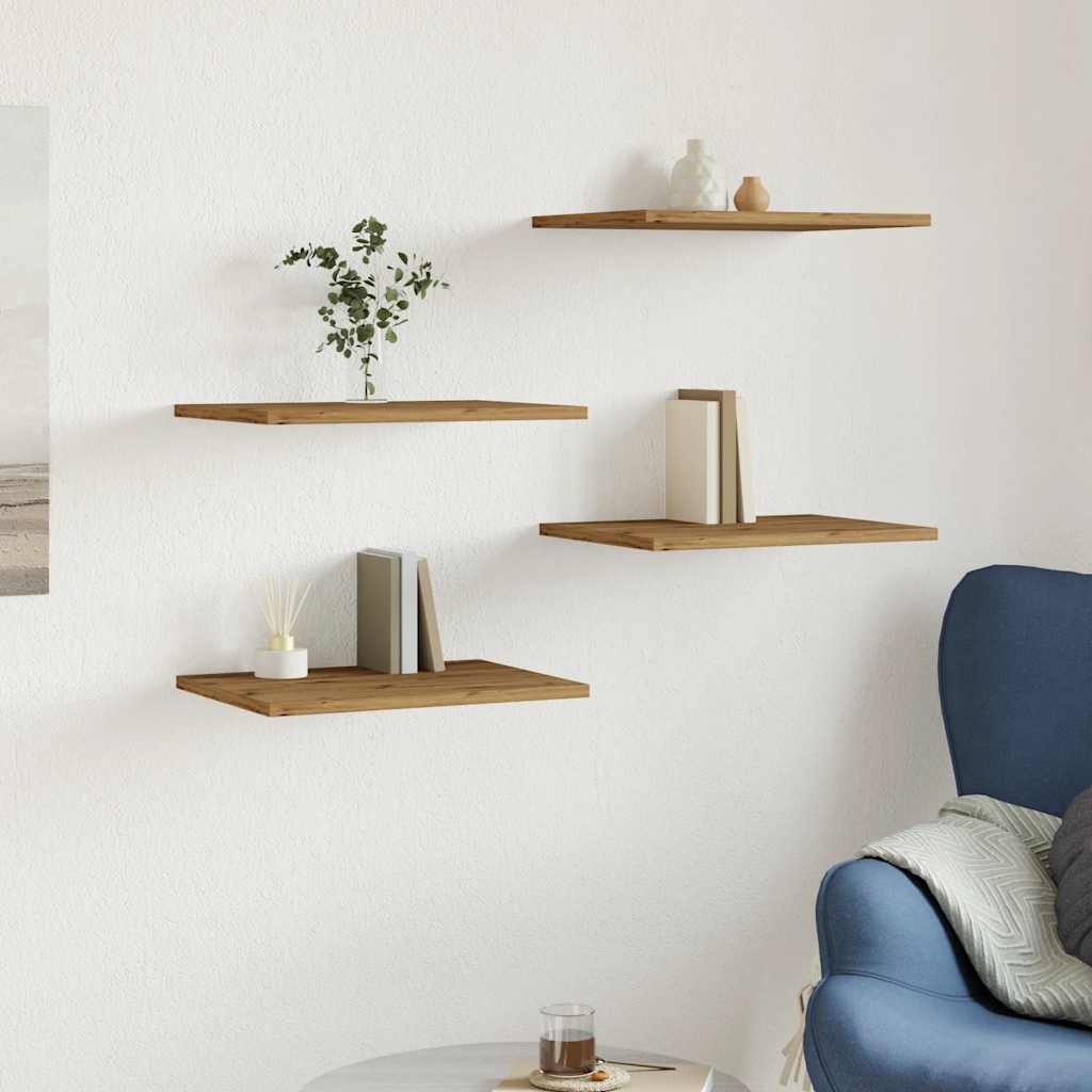 Étagères 4 pcs. Chêne artisanal 40x30x1,5 cm matériau bois