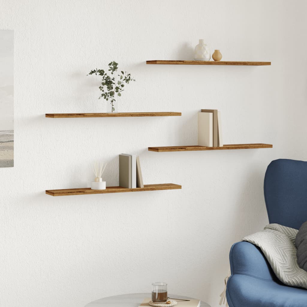 Etagères 4 pièces aspect bois de récupération 60x10x1,5 cm.