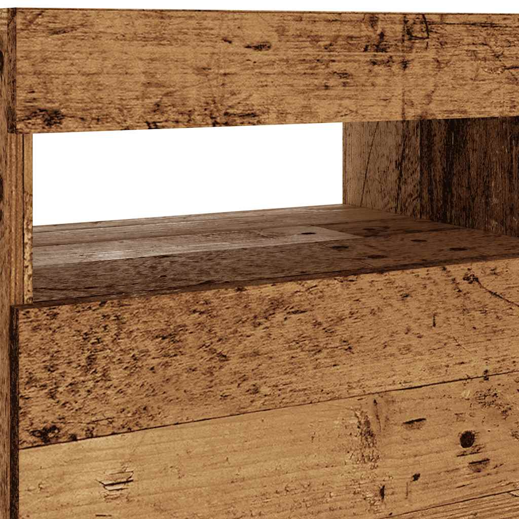 Meuble TV avec lumières LED aspect bois vieilli 90x35x40 cm