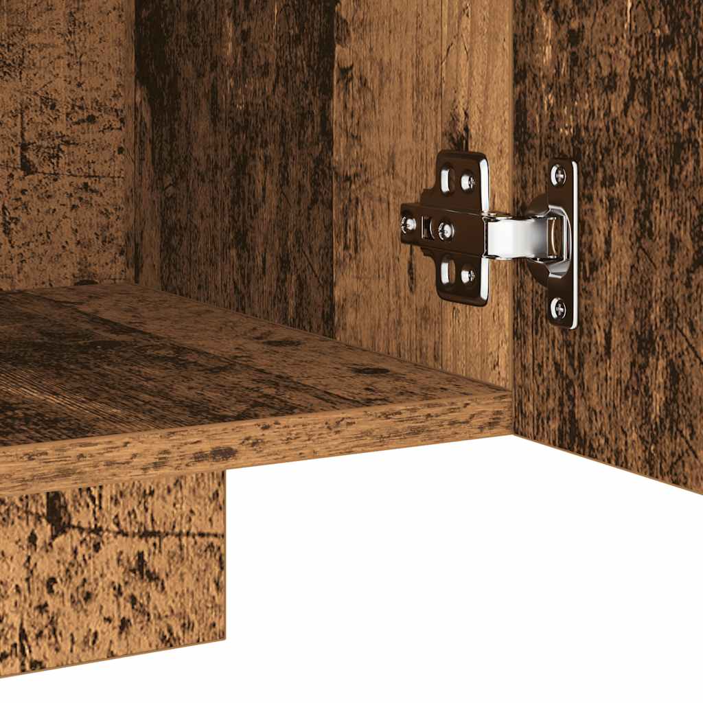 Meuble TV avec lumières LED aspect bois vieilli 160x35x40 cm