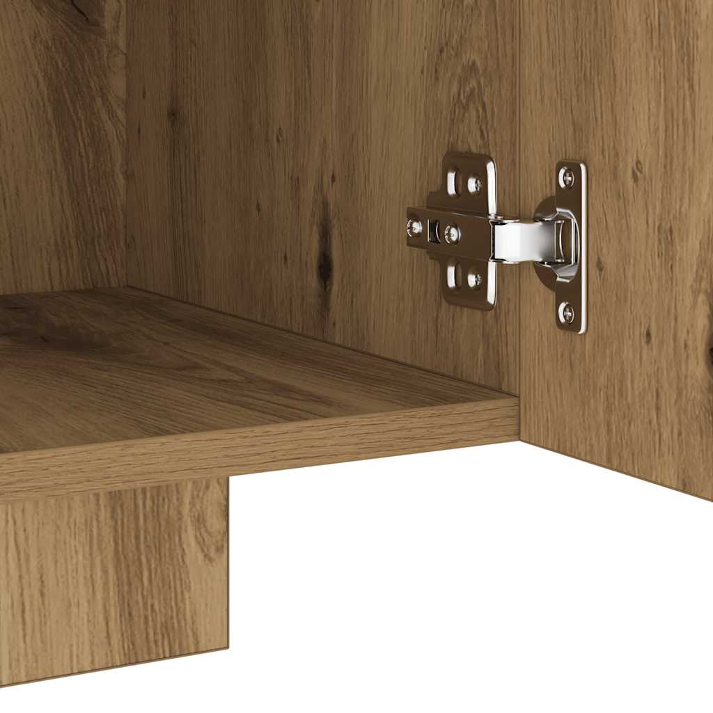 Meuble TV avec lumières LED Chêne artisanal 160x35x40 cm