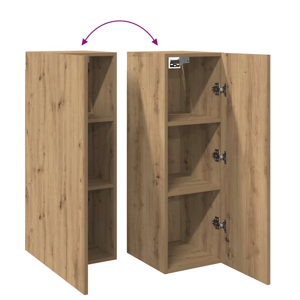 Meubles TV, lot de 2. Chêne artisanal, 30,5 x 30 x 90 cm.