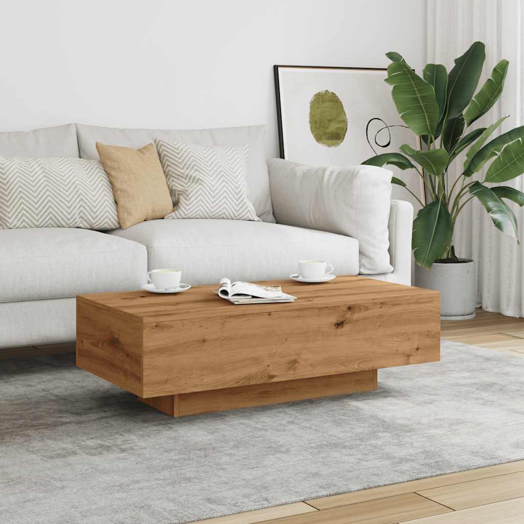 Table basse artisanale en chêne 100x49,5x31 cm en bois