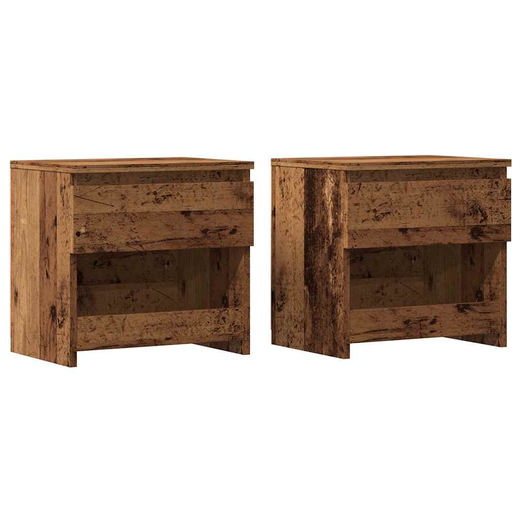 Tables de chevet 2 pièces en bois de récupération 40x30x39 cm matériau bois