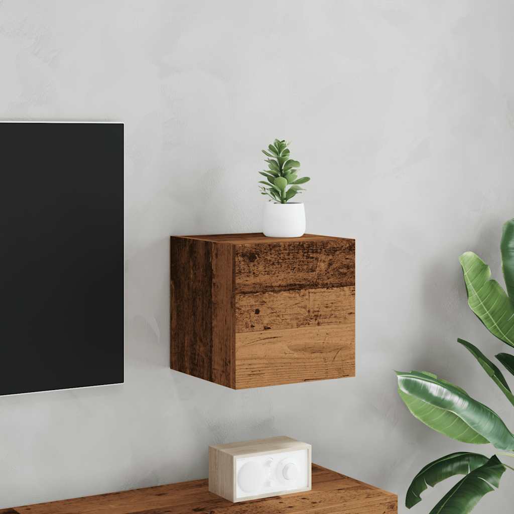 TV wall cabinet in old wood look 30.5x30x30 cm