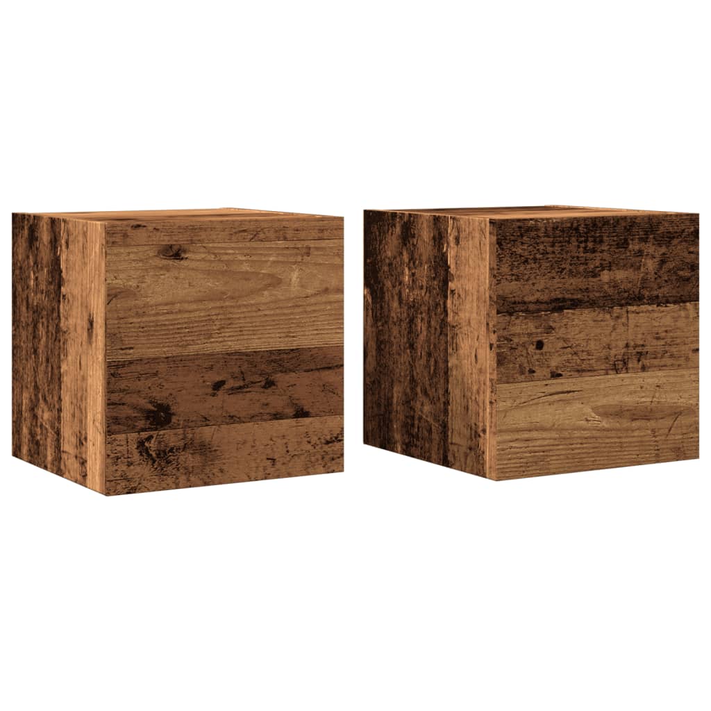 Meubles TV muraux, lot de 2, aspect bois de récupération, 30,5 x 30 x 30 cm