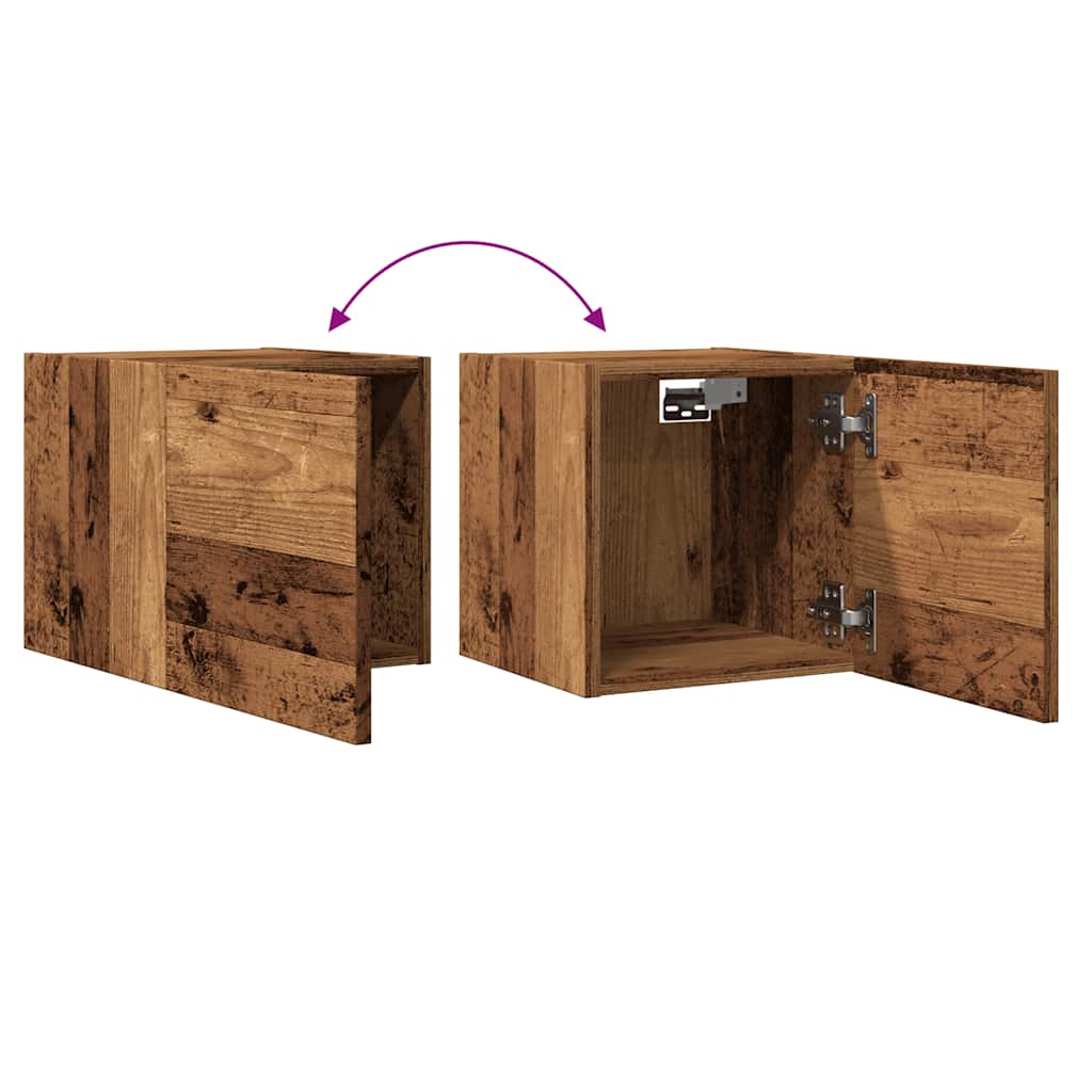 Meubles TV muraux, lot de 2, aspect bois de récupération, 30,5 x 30 x 30 cm