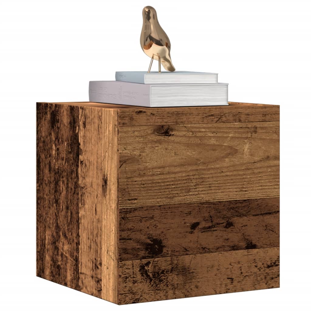 Meubles TV muraux, lot de 2, aspect bois de récupération, 30,5 x 30 x 30 cm
