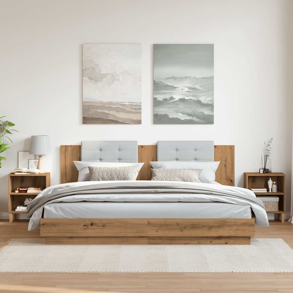 Bedside tables 2 pcs. Artisan oak 40x30x50 cm wood material