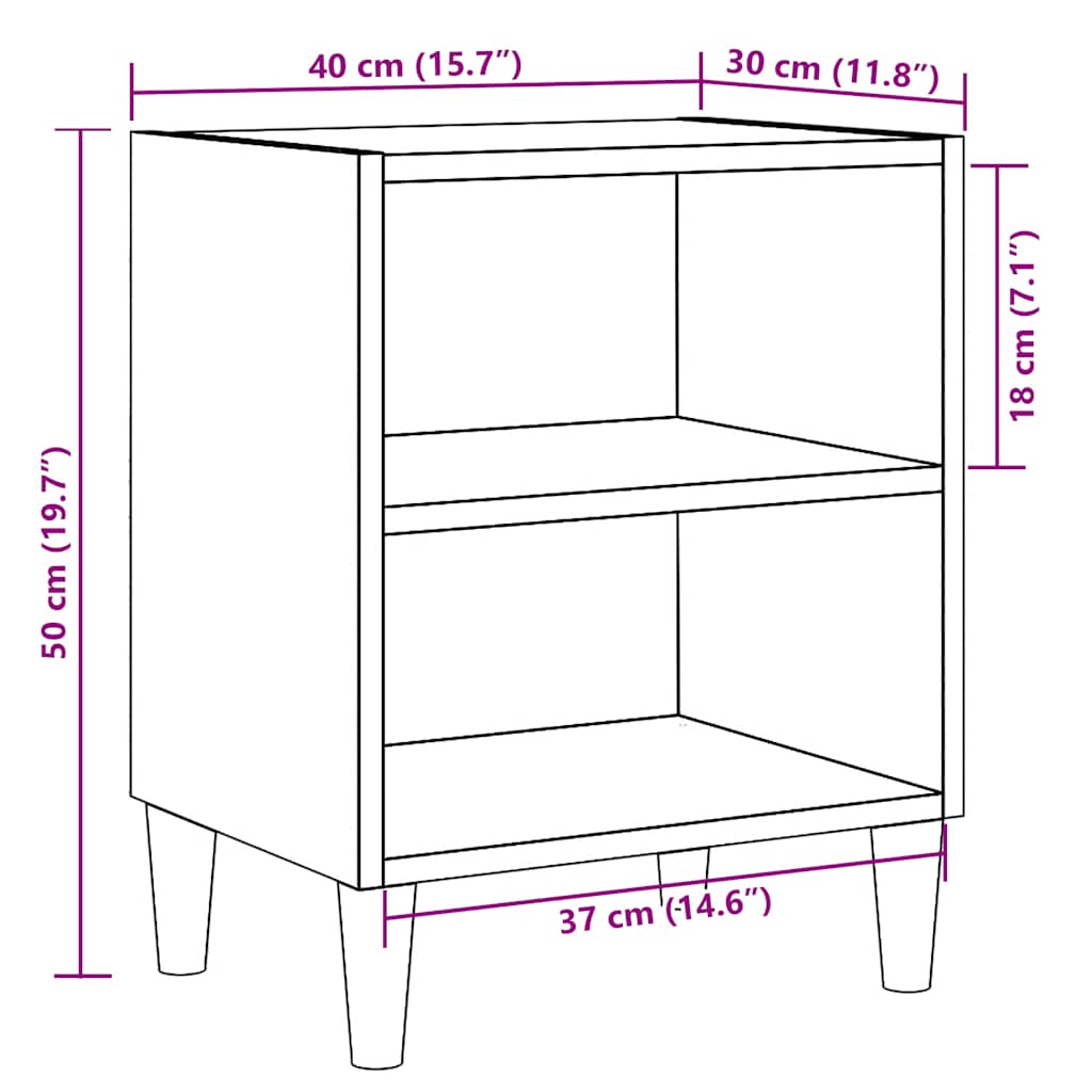 Bedside tables 2 pcs. Artisan oak 40x30x50 cm wood material