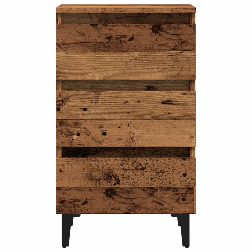 Bedside table with metal legs old wood look 40x35x69 cm