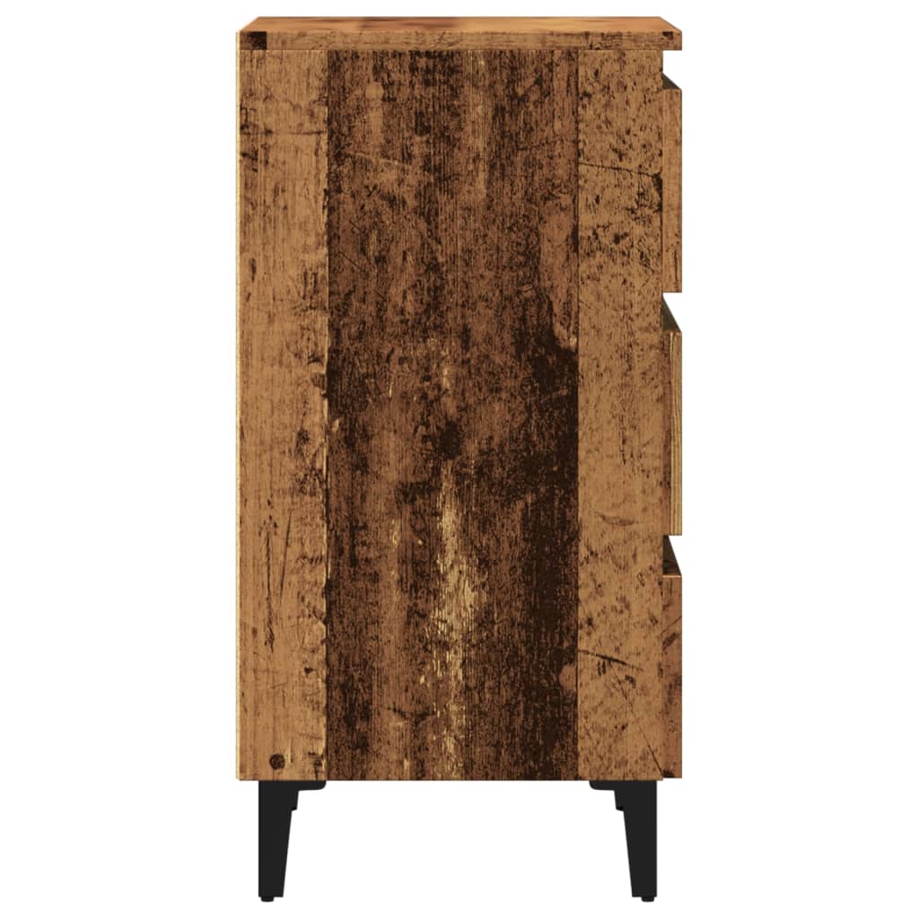 Bedside table with metal legs old wood look 40x35x69 cm