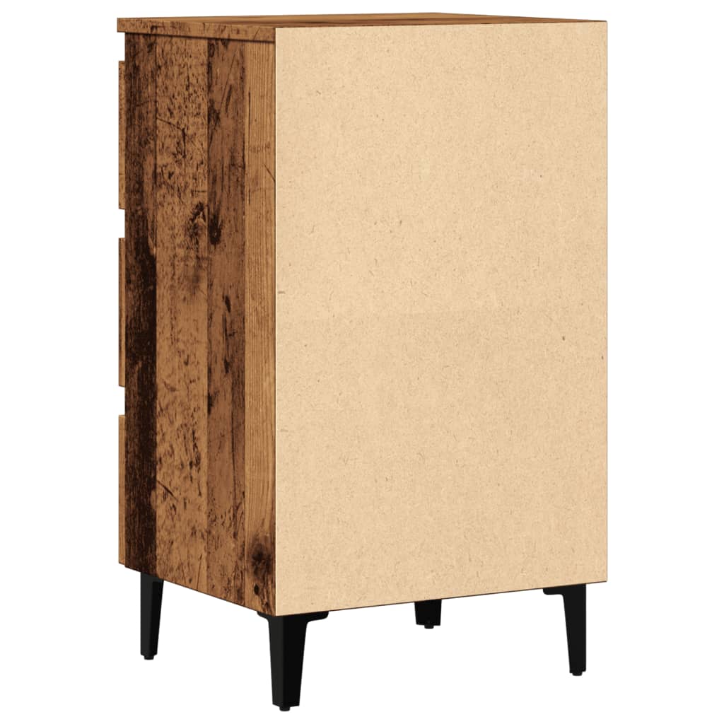 Bedside table with metal legs old wood look 40x35x69 cm