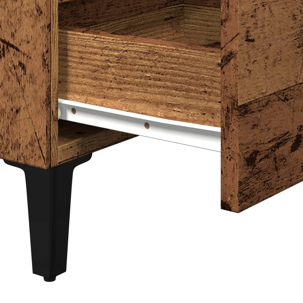 Bedside table with metal legs old wood look 40x35x69 cm