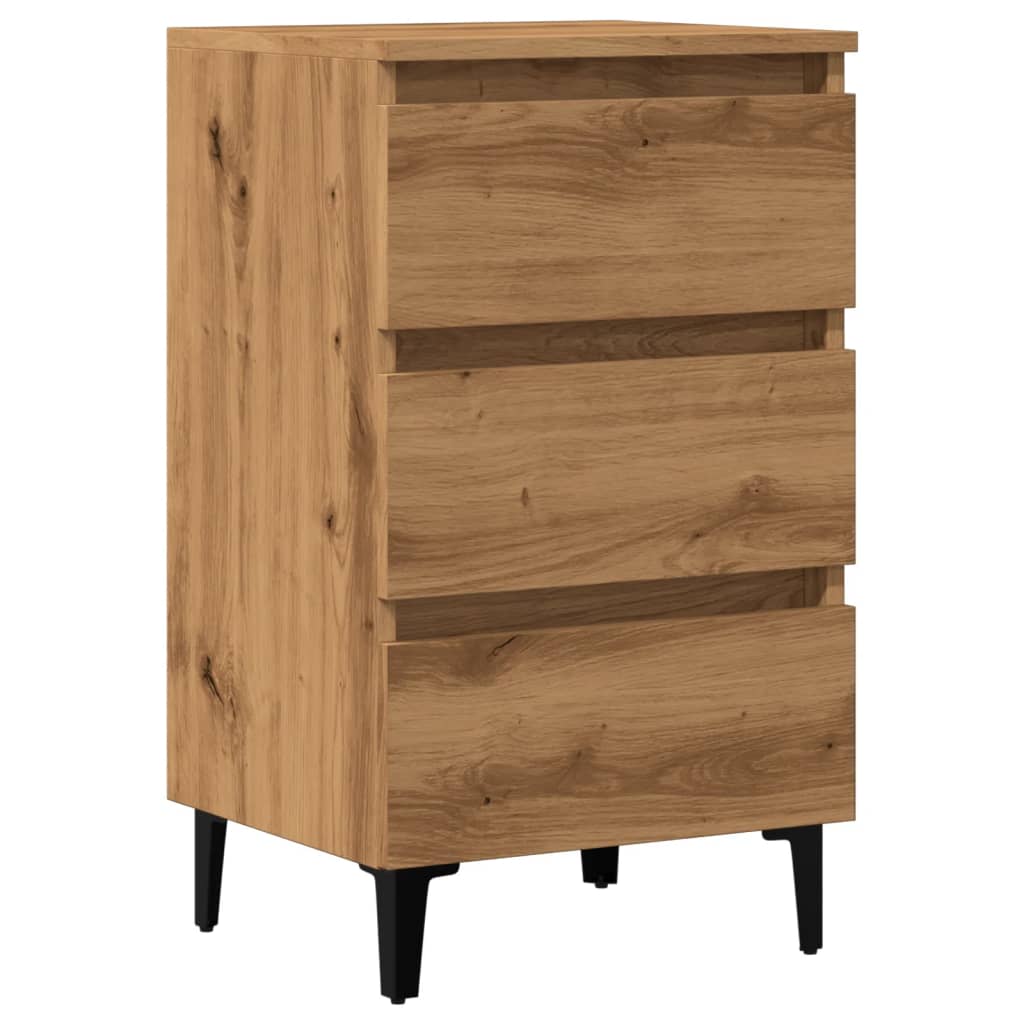 Bedside table with metal legs Artisan oak 40x35x69 cm