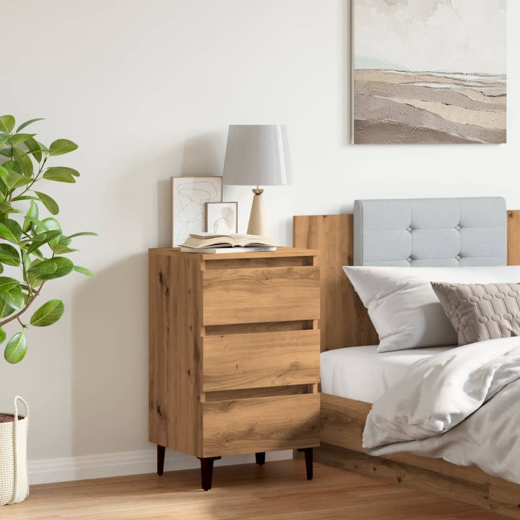 Bedside table with metal legs Artisan oak 40x35x69 cm