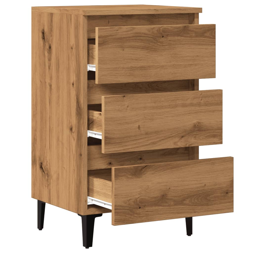 Bedside table with metal legs Artisan oak 40x35x69 cm