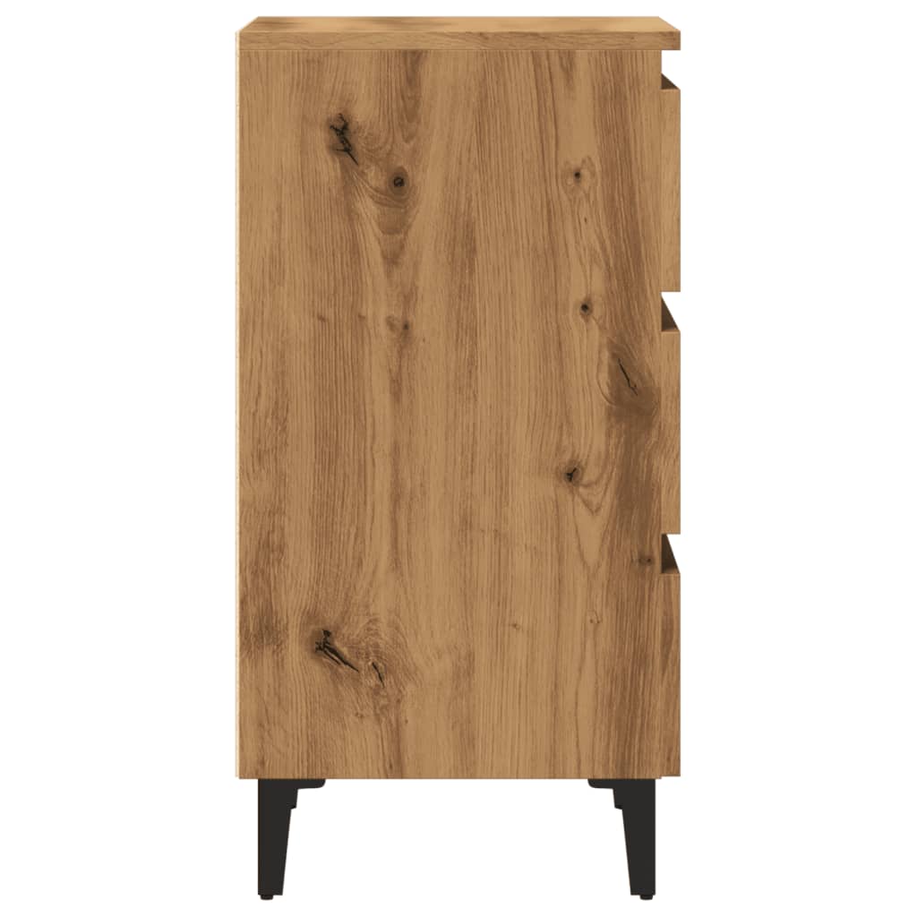 Bedside table with metal legs Artisan oak 40x35x69 cm