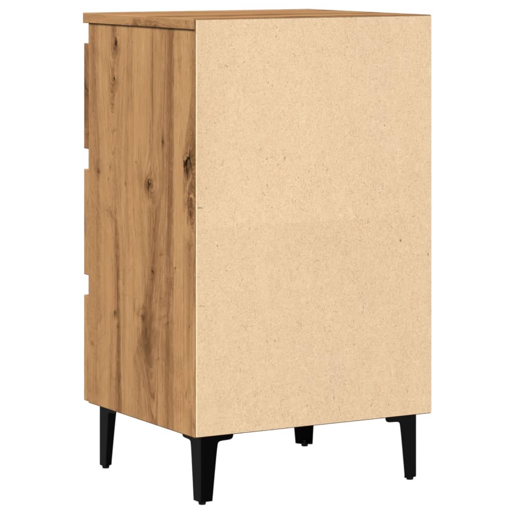 Bedside table with metal legs Artisan oak 40x35x69 cm