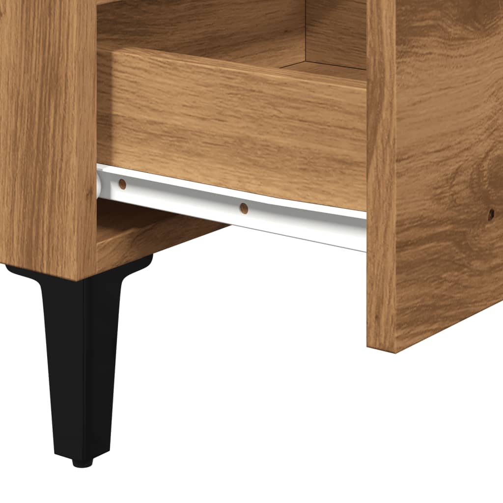 Bedside table with metal legs Artisan oak 40x35x69 cm