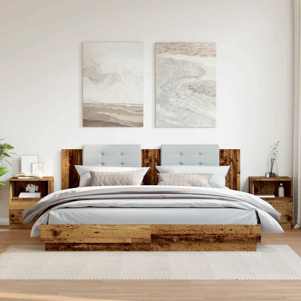 Bedside tables 2 pcs. Old wood look 40x40x50 cm wood material