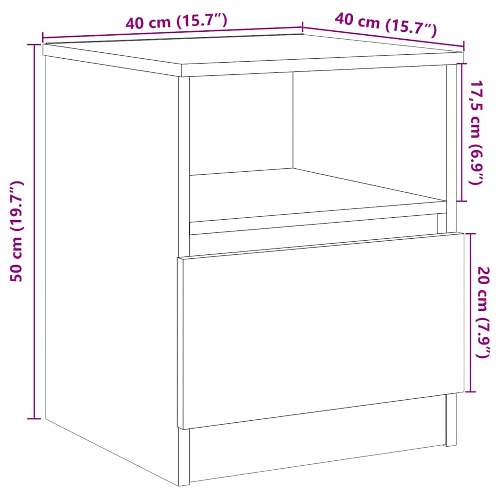 Bedside tables 2 pcs. Old wood look 40x40x50 cm wood material
