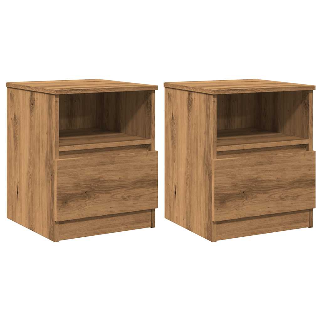 Bedside tables 2 pcs. Artisan oak 40x40x50 cm wood material