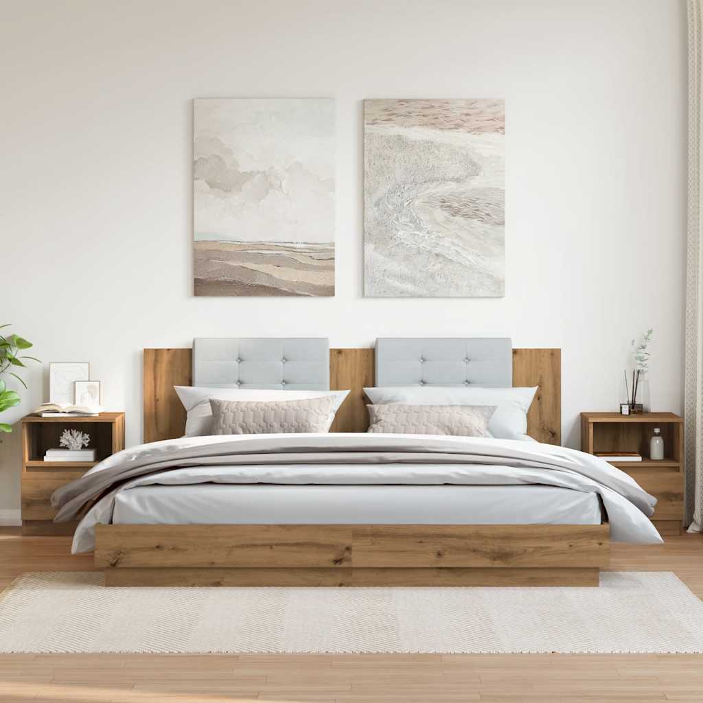 Bedside tables 2 pcs. Artisan oak 40x40x50 cm wood material