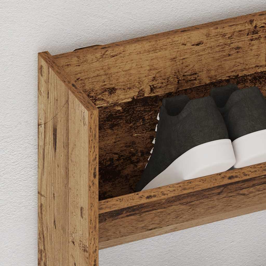 Étagère à chaussures murale aspect bois de récupération 80x18x90 cm matériau à base de bois