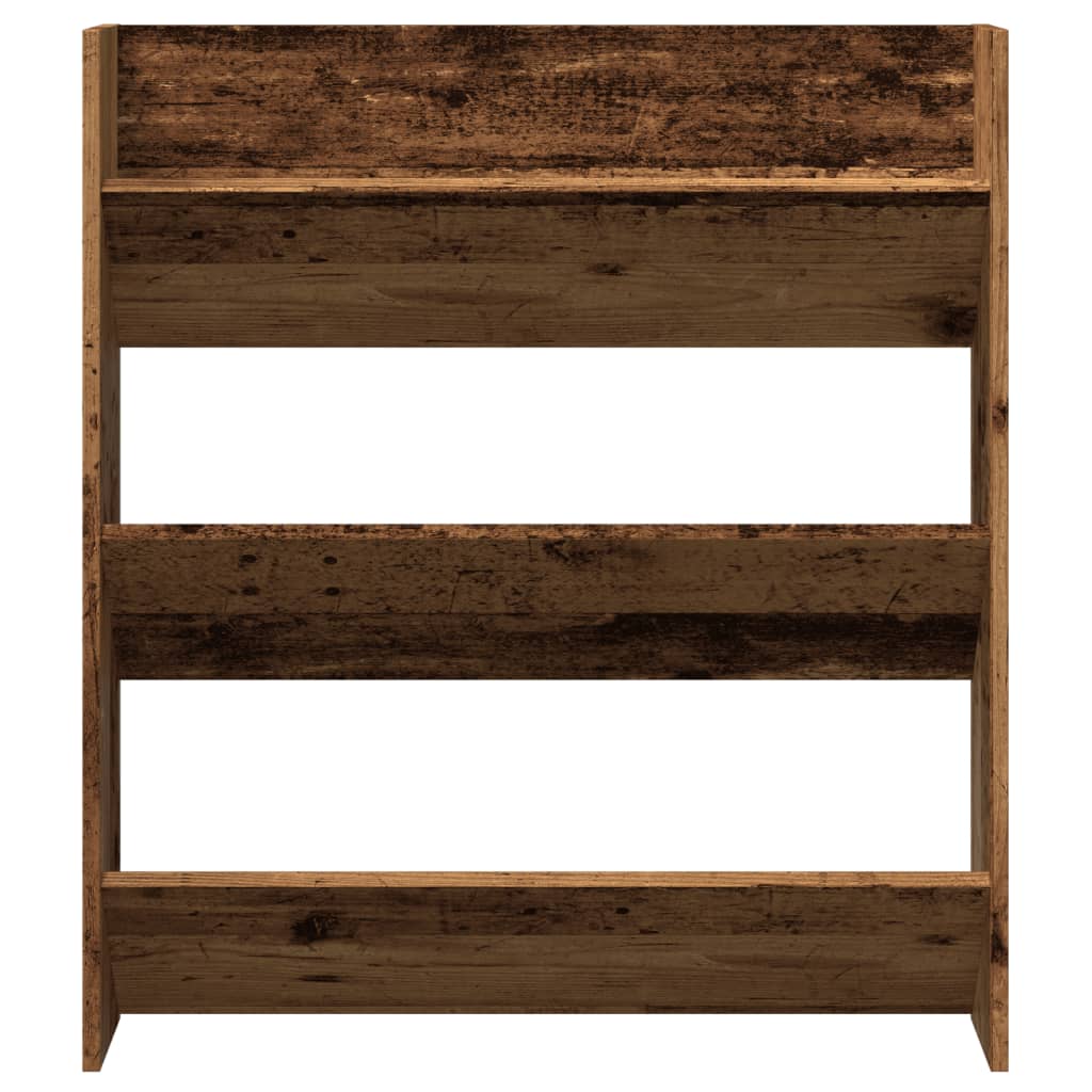 Étagère à chaussures murale aspect bois de récupération 80x18x90 cm matériau à base de bois