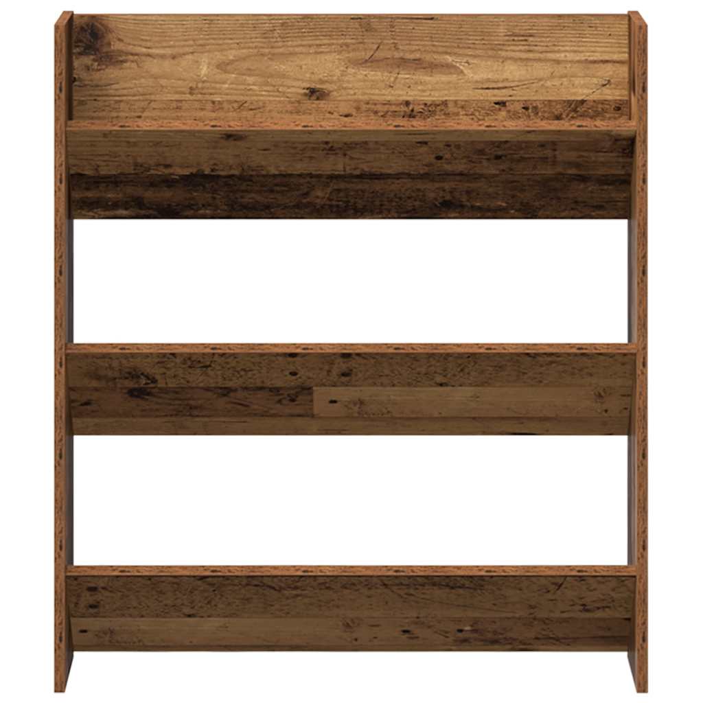 Étagère à chaussures murale aspect bois de récupération 80x18x90 cm matériau à base de bois