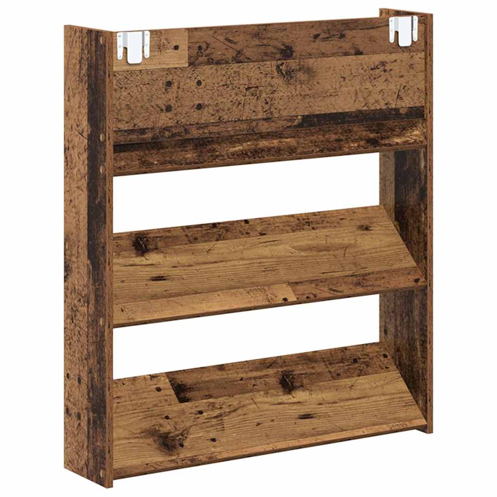 Étagère à chaussures murale aspect bois de récupération 80x18x90 cm matériau à base de bois