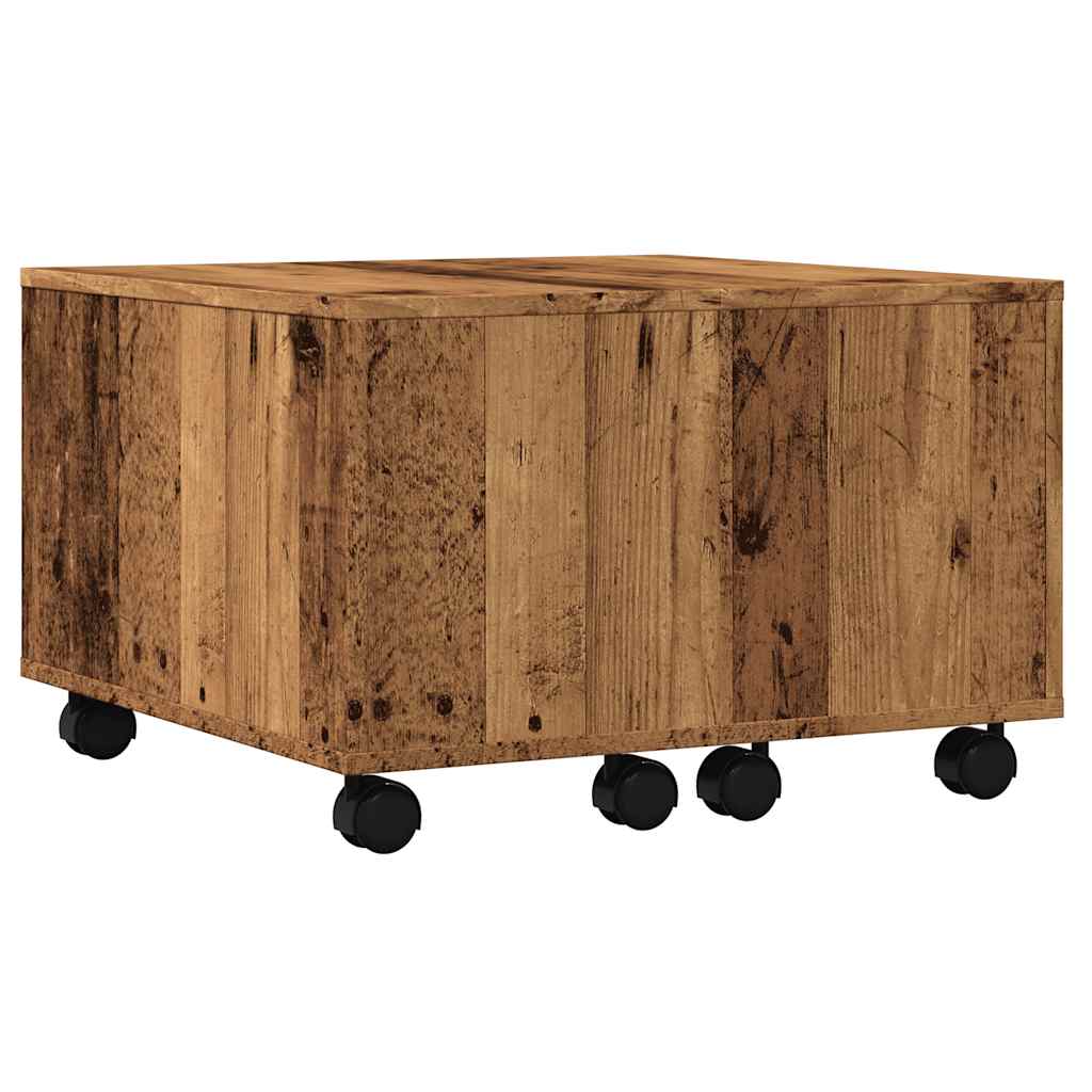 Table basse aspect bois récupéré 60x60x38 cm matériau bois
