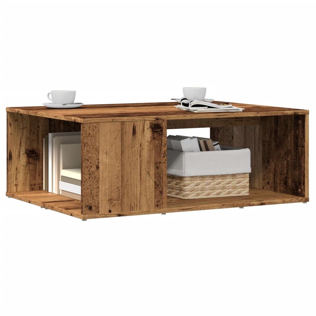 Table basse aspect bois récupéré 90x67x33 cm matériau bois