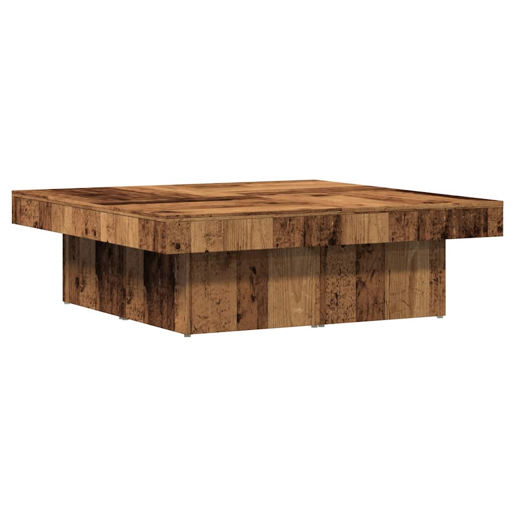Table basse aspect bois récupéré 90x90x28 cm matériau bois