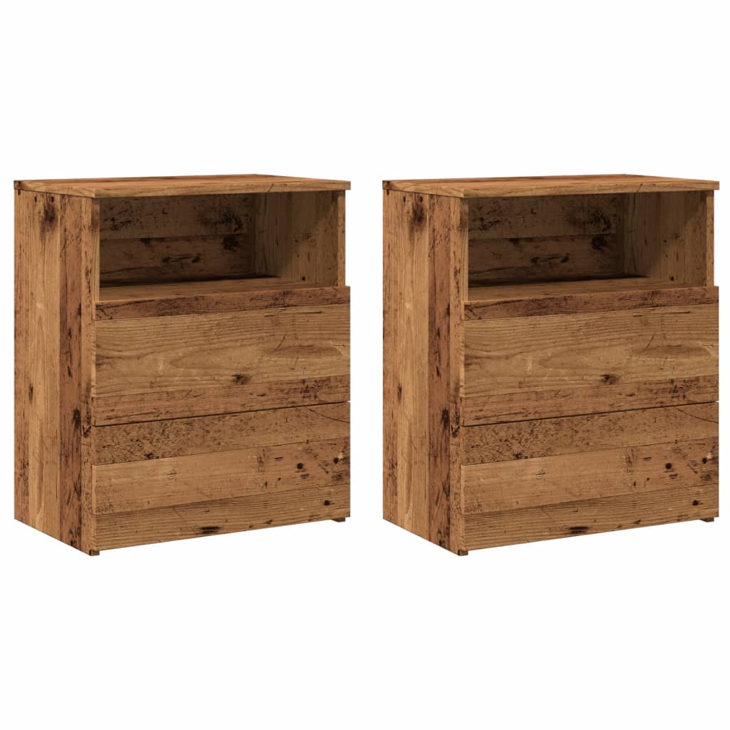 Bedside tables 2 pcs. Old wood look 50x32x60 cm wood material