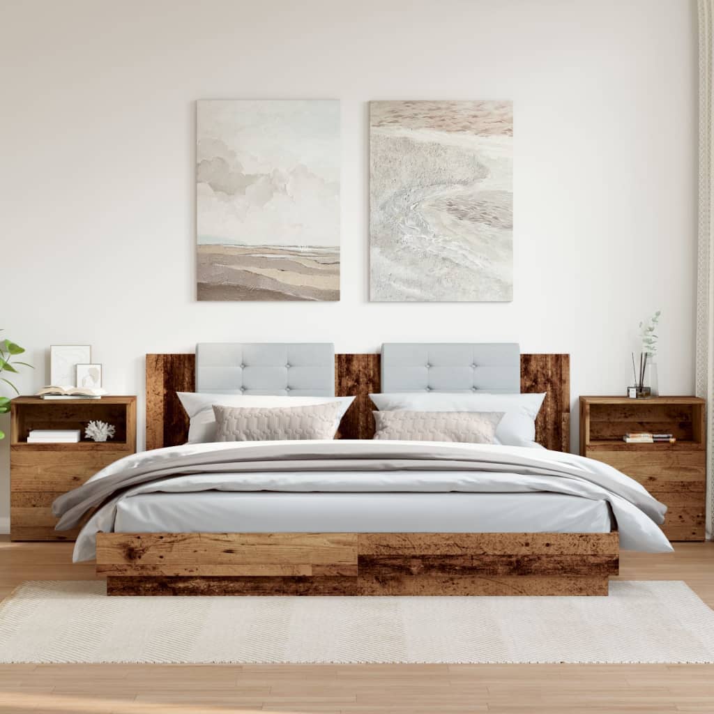 Bedside tables 2 pcs. Old wood look 50x32x60 cm wood material