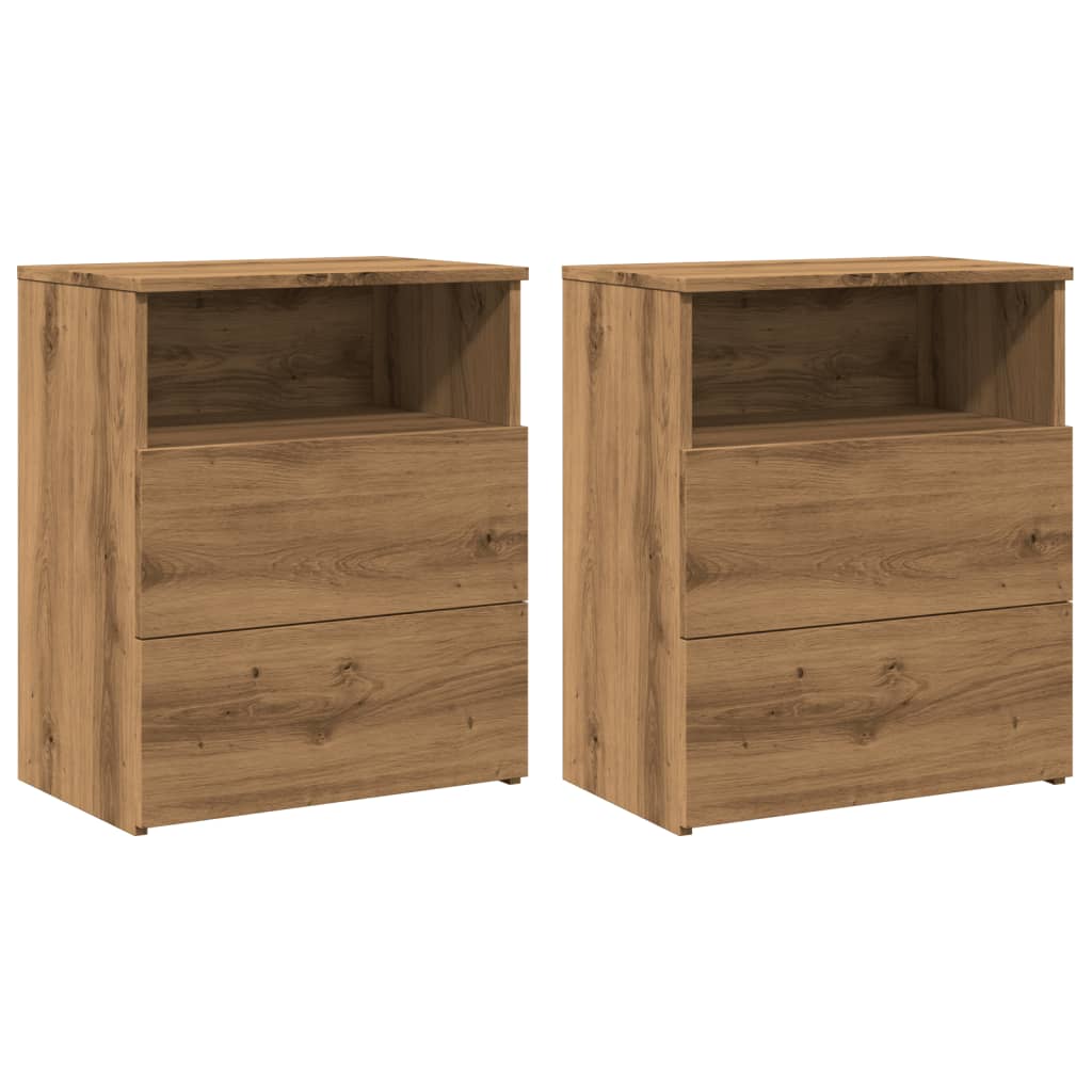 Bedside tables 2 pcs. Artisan oak 50x32x60 cm wood material