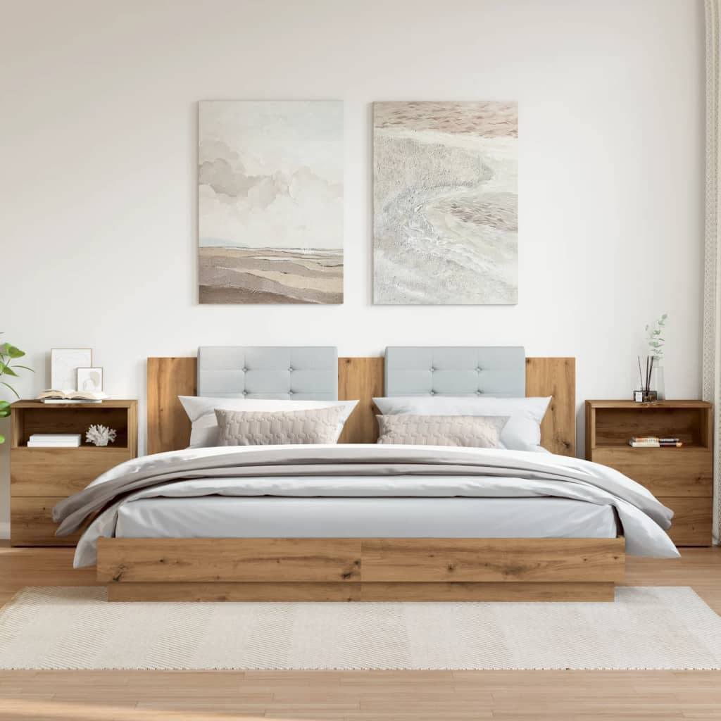 Bedside tables 2 pcs. Artisan oak 50x32x60 cm wood material