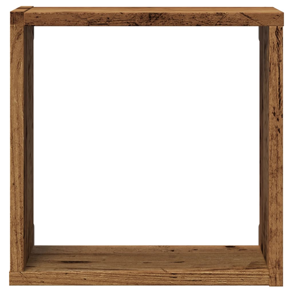 Étagères murales cubiques 2 pièces aspect bois de récupération 30x15x30 en matériau bois.