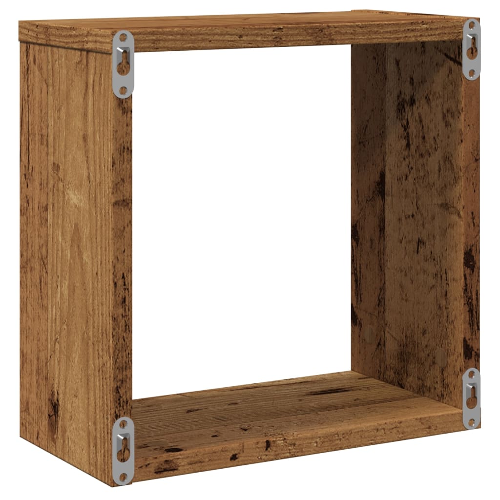 Cube wall shelves 4 pcs. Old wood look 30x15x30 wood material