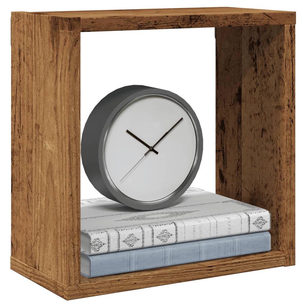 Cube wall shelves 4 pcs. Old wood look 30x15x30 wood material