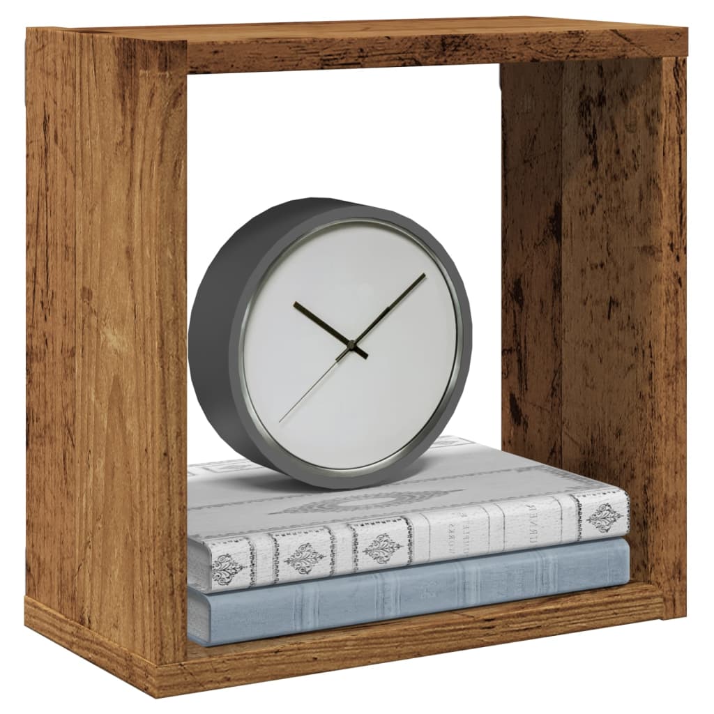 Cube wall shelves 6 pcs. Old wood look 30x15x30 wood material
