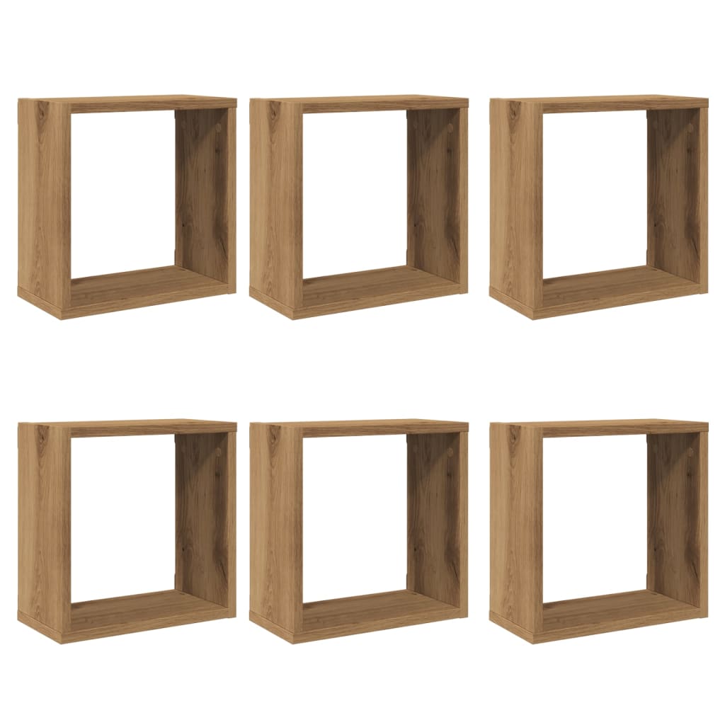 Cube wall shelves 6 pcs. Artisan oak 30x15x30 wood material