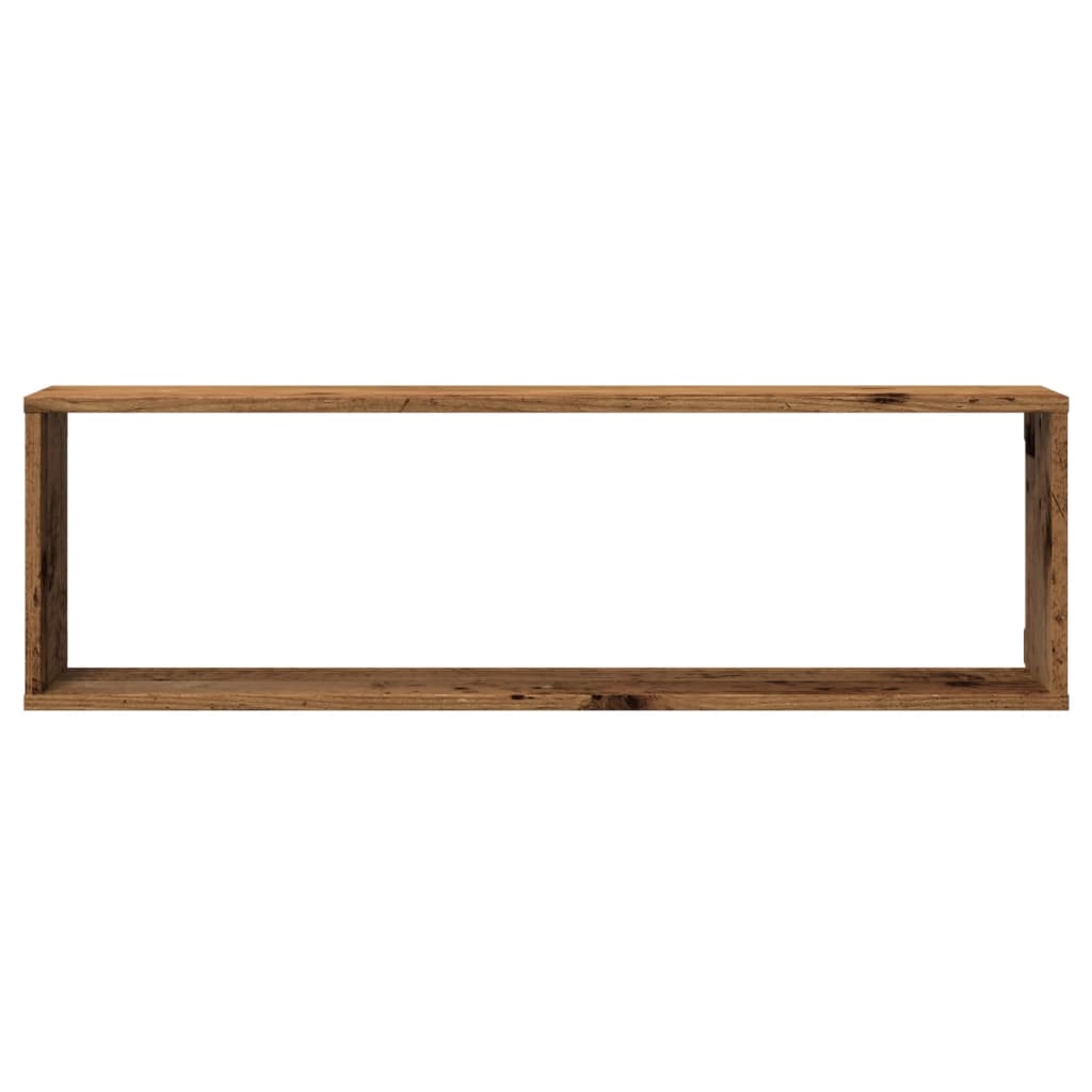 Cube wall shelves 4 pcs. Old wood look 100x15x30 wood material